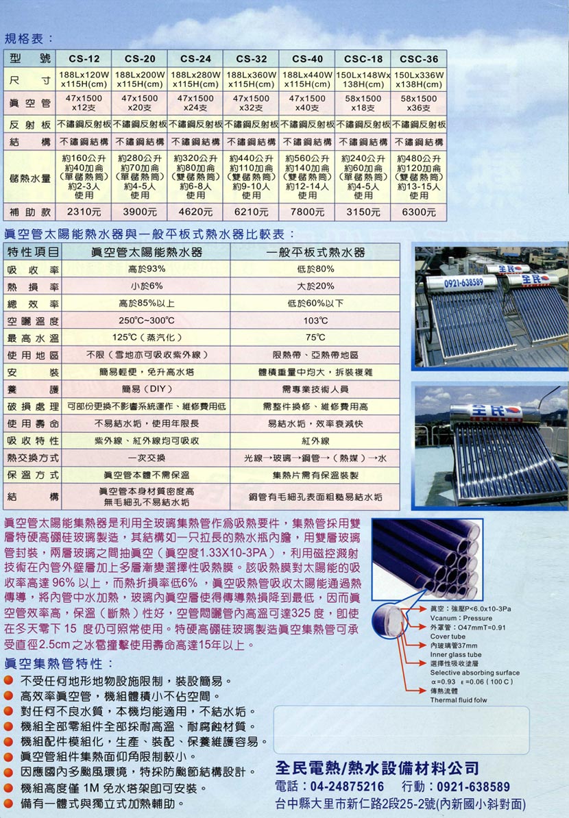 全民太陽能熱水器尺寸-台中太陽能熱水器推薦